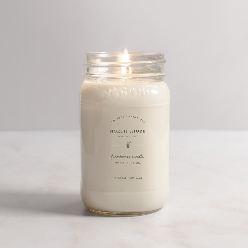 North Shore Soy Wax Mason Jar Candle Antique Candle Co. Wholesale