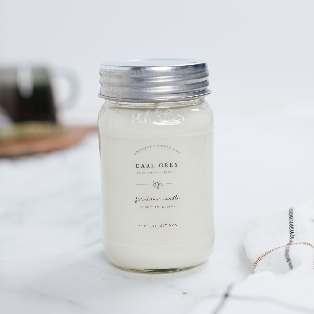 Soy Wax Mason Jar Candle - Earl Grey by To Mimi’s House We Go