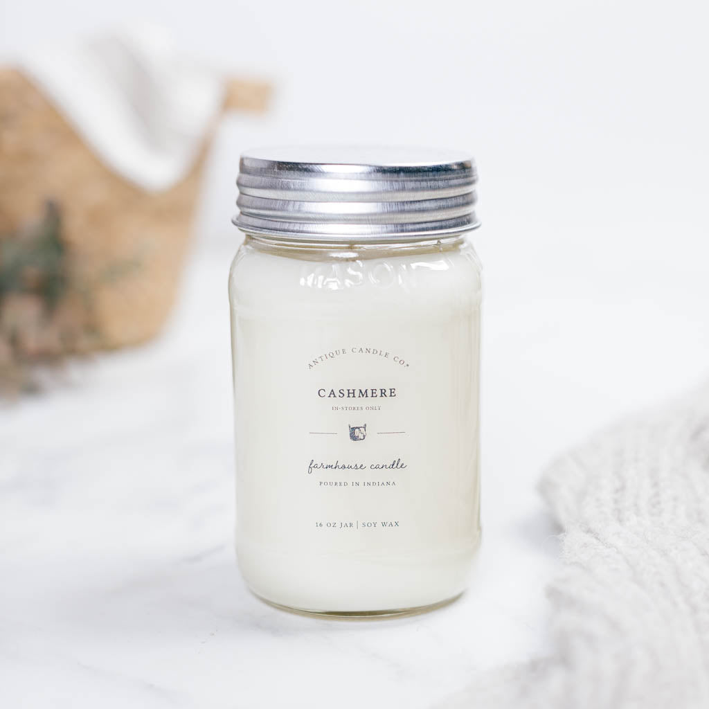 Soy Wax Mason Jar Candle - Cashmere – Antique Candle Co. - Wholesale