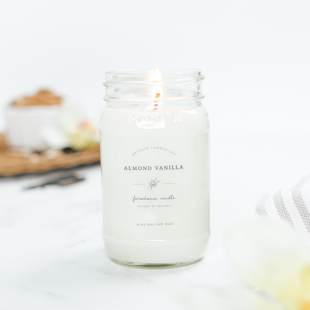 Almond Vanilla - Soy Wax Mason Jar Candle