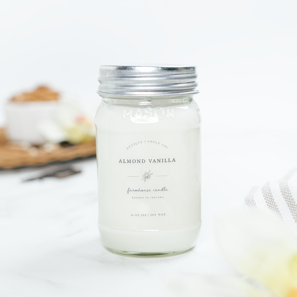 Almond Vanilla - Soy Wax Mason Jar Candle