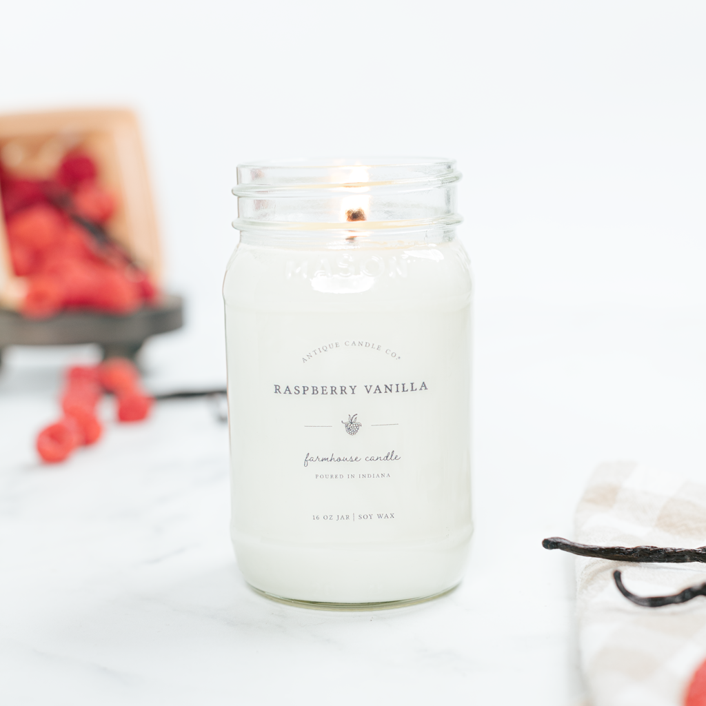 Raspberry Vanilla - Soy Wax Mason Jar Candle