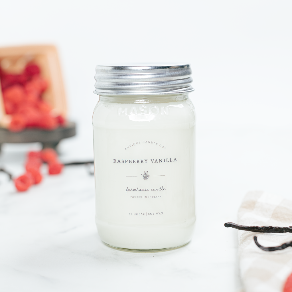 Raspberry Vanilla - Soy Wax Mason Jar Candle